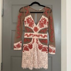 For Love And Lemons Red and White Bodycon Mini Dress